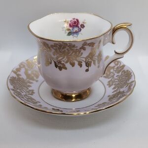 Elegant Gold Floral Teacup and Saucer Set